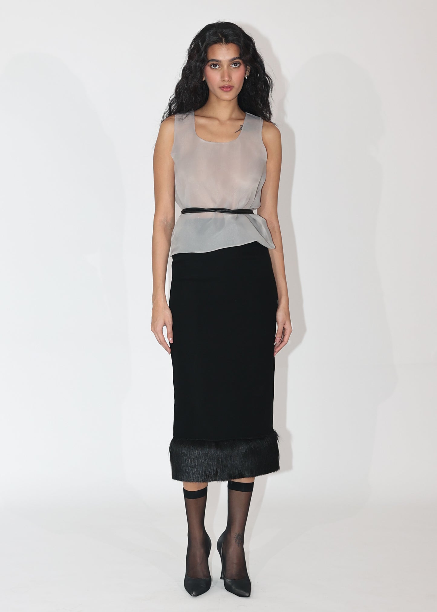 Semi Sheer Silver Blouse
