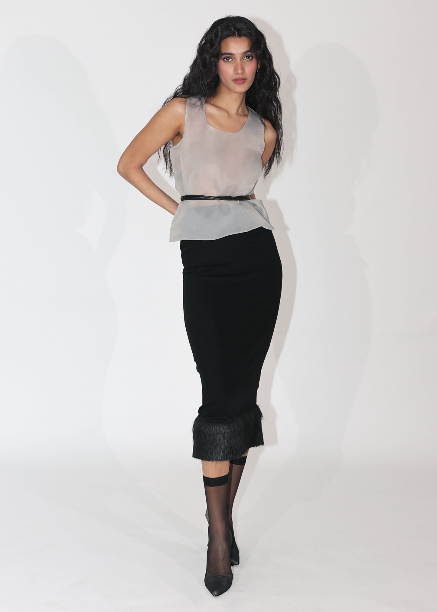 Semi Sheer Silver Blouse