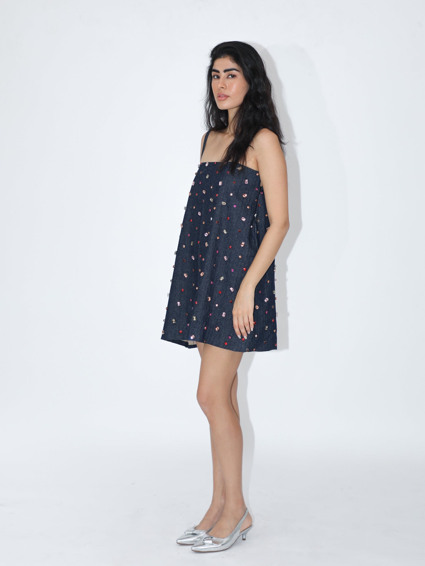 Faux Gems Denim Mini