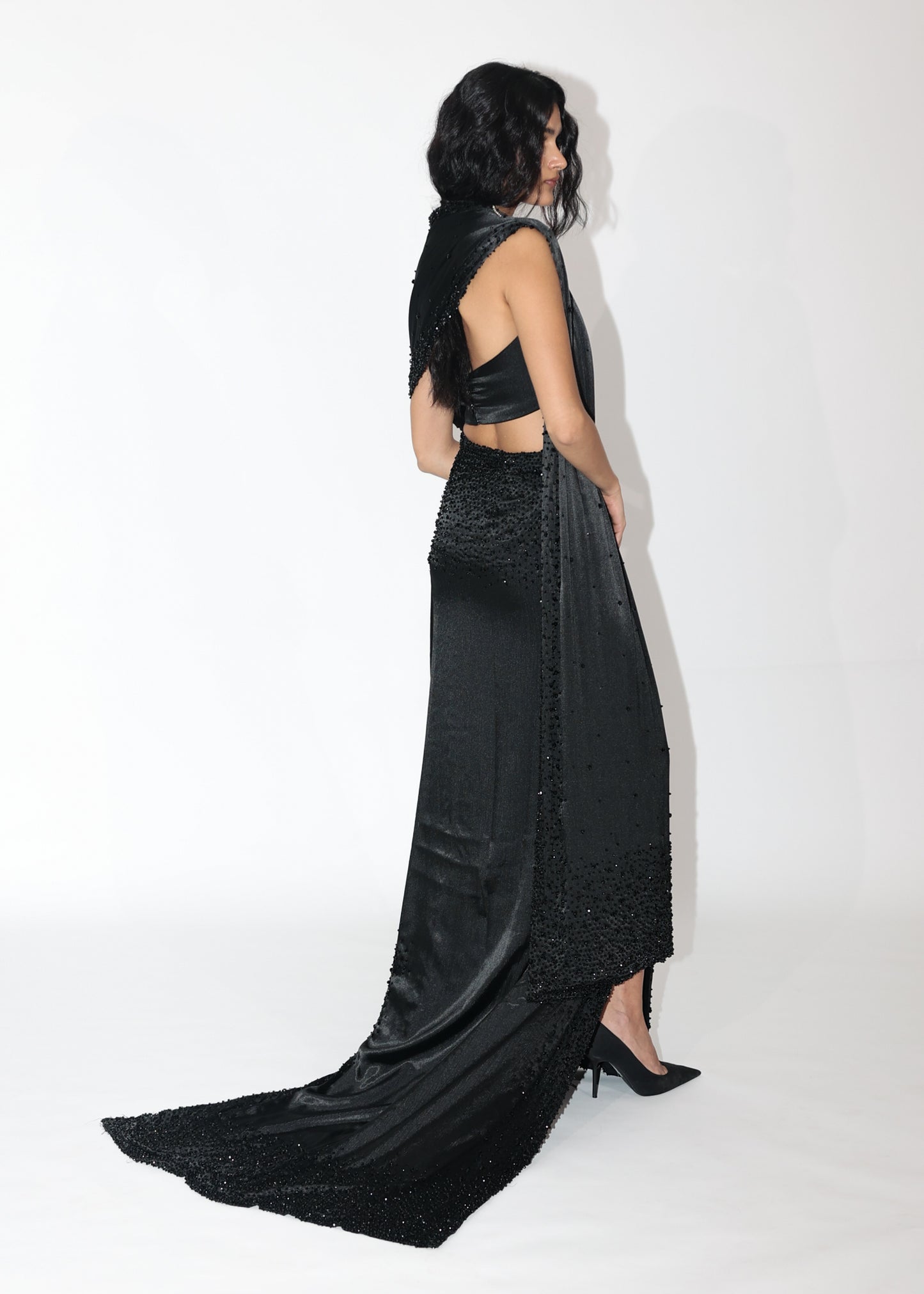 Black Crystal Saree