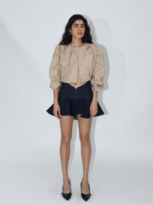 the Flower Denim Mini Skirt